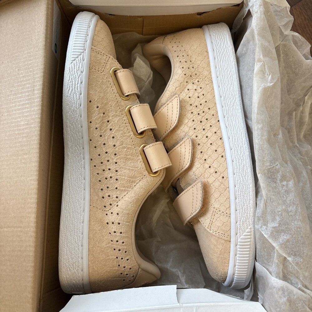 Puma Basket Strap Exotic Skin Natural Vachetta White 362707 03 Women Size 7 US